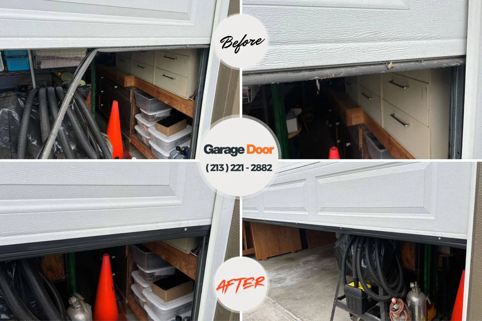 Before and after: garage door repair Bellview, FL